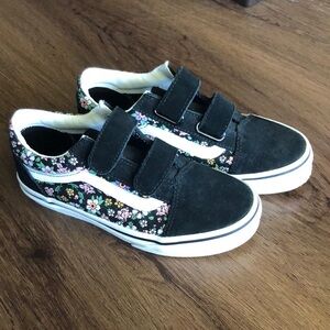 Black and Floral Girls Vans